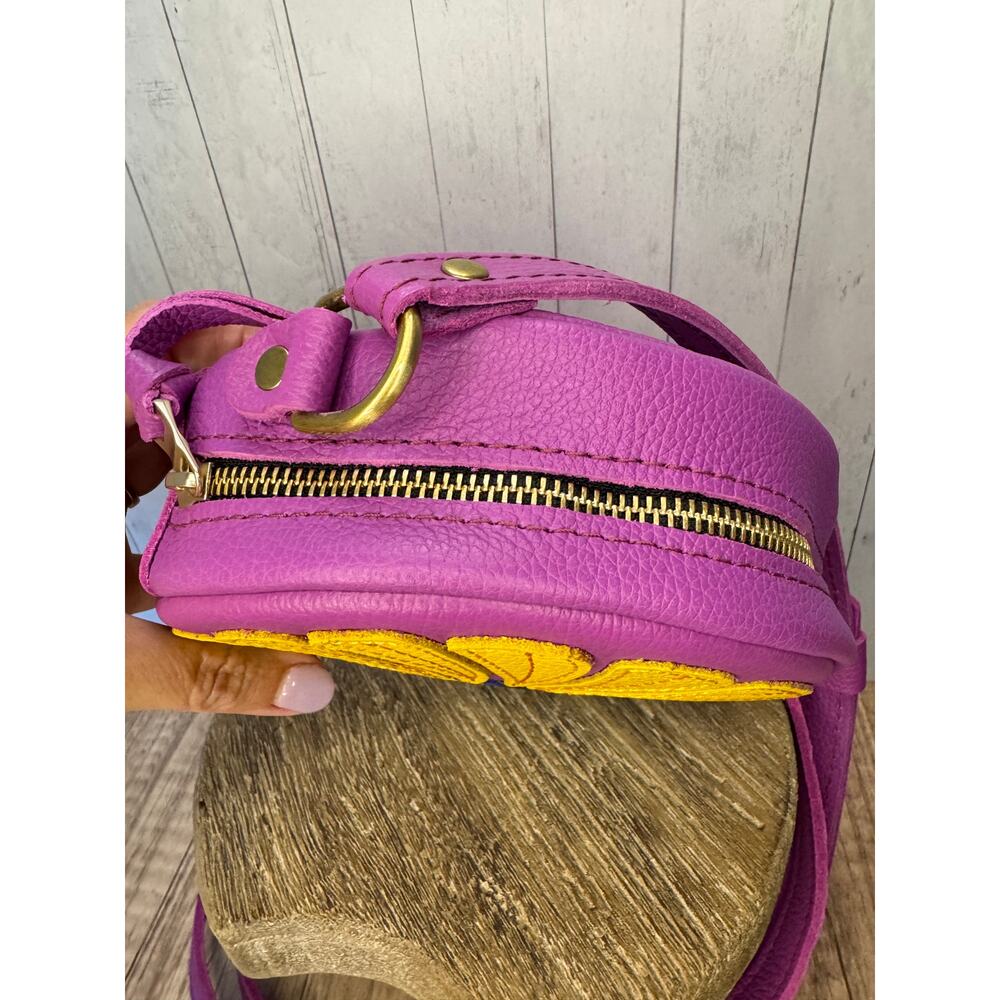 Portland Leather Limited Edition Wildflower Circle Crossbody Bag CATTLEYA Bag - Picture 4 of 7